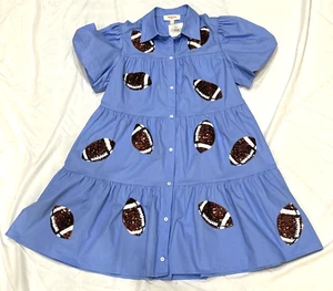 NEU MIT ETIKETT PEACH LOVE CALIFORNIA PAILLETTEN FUSSBALL BABYDOLL BLAU KLEID GRÖSSE S - Bild 1 von 14