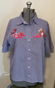 Blusa Camisa Bon Worth Guinga Roja a Cuadros Sombrero Damas Manga Corta Abotonada - L - Imagen 1 de 8