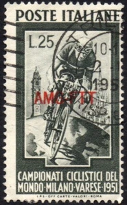 TRIESTE ZONA A AMG-FTT 1951 - 127 - Usato 25 lire Ciclismo #S#XTR - Foto 1 di 1