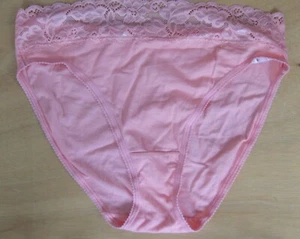 M and S size 12 High Leg knickers panties briefs stretchy cotton lace waist Pink - Picture 1 of 7