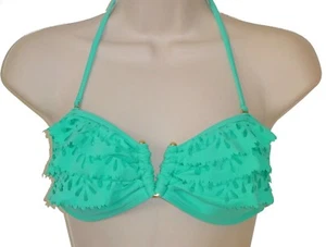California Waves Verde Volantes Bandeau Bikini Top Talla S Traje De Baño Nuevo - Imagen 1 de 5