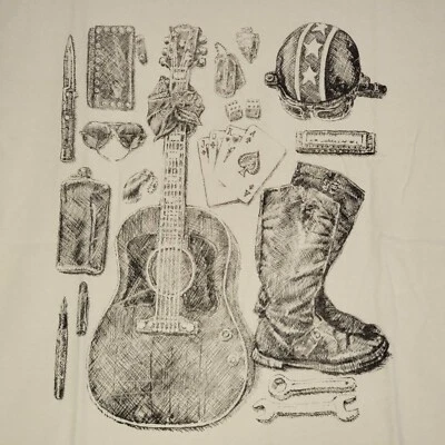 Lucky Brand ROAD TRIP Shirt Mens LARGE White Biker Guitar Casual NWT - Image 1 of 4