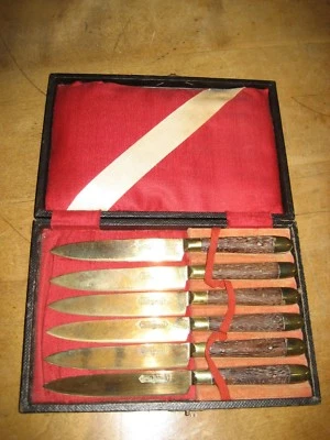 Jugendstil Obstmesser Stahl Bronze Shabby alt antik mit Etui TOPTEIL !!! - Bild 1 von 4