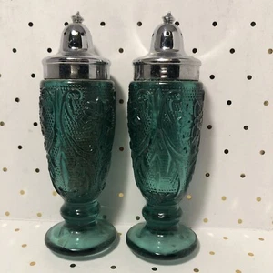 Indiana Glass Tiara Spruce Green Salt & Pepper Shakers - Picture 1 of 3