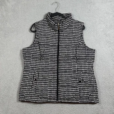 Chaleco Charter Club Mujer XL Negro Blanco Pata de Gallo Acolchado Puffer Cremallera Foto 1 de 4