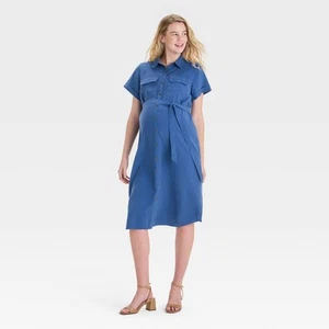 Short Sleeve Midi Maternity Shirtdress - Isabel Maternity by Ingrid & Isabel - Picture 1 of 3