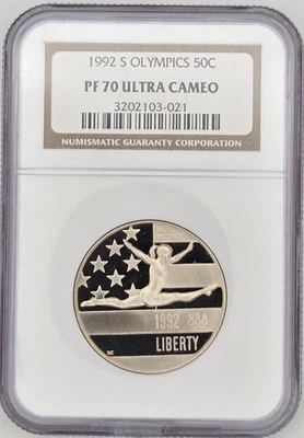 1992-S Olympics Half Dollar 50c NGC PF 70 Ultra Cameo PR70 DCAM - TOP POP C13 - Image 1 of 4