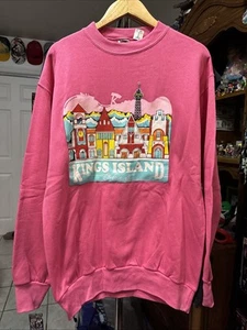 Vtg Kings Island Amusement Theme Park Crewneck Sweater Pink Ohio - Picture 1 of 7