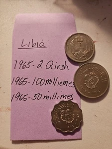 Libia 1965 2 Qirsh, 1965 100 Milliemes, 1965 50 Millimes - Picture 1 of 2
