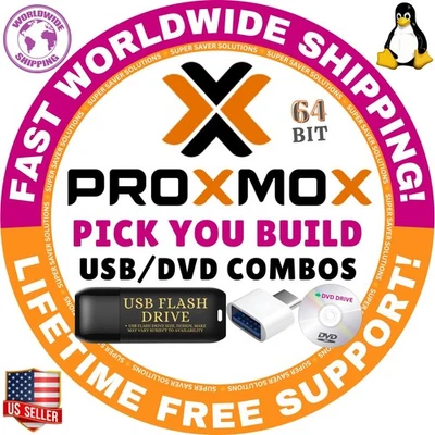 PROXMOX LINUX OS USB/DVD LATEST VERSIONS 64-BIT FULL/LIVE BOOT MAC/PC FAST SHIP - Image 1 of 4