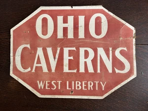 Ohio Caverns West Liberty Poster Card Board Sign Stop Advertising 1940s - Picture 1 of 20