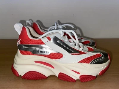 NEW Steve Madden Women's Red Multi Red Possession Sneakers Sz 6.5 - Image 1 of 4