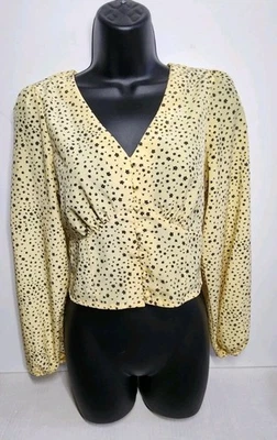 Top Levis Sophia para mujer Ditsy floral botón delantero manga abullonada cuello en V amarillo XS Foto 1 de 4