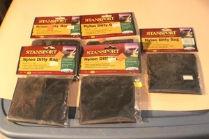 5 STANSPORT NYLON DITTY BAG 6 X 13" DRAWSTRING CLOSE SQUARE BOTTOM BAGS - Picture 1 of 2