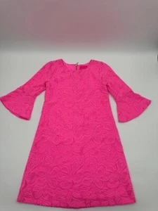 Lilly Pulitzer Midikleid Damen XS Rosa Spitze 100% Polyester ausgestellte Ärmel - Bild 1 von 9