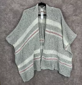 Dress Barn Shawl Womens One Size Gray Pink Open Front Wrap Knit Sweater NWT - Picture 1 of 6
