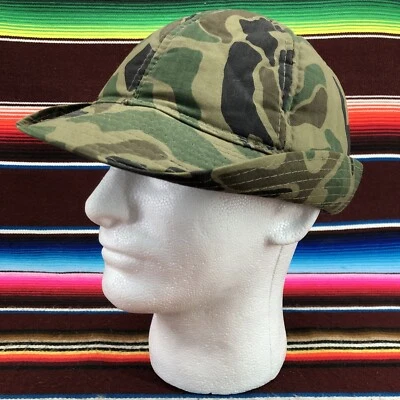 Vtg Youngan Mens Duck Camo Bucket Hat Sz M Bird Hunting Brimmed Ear Flap Lined  - Image 1 of 4