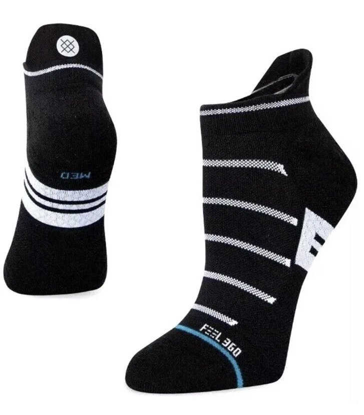 Stance Women Black Ankle Cushion InfiKnit Stride Stripe Athletic Socks S 5-7.5
