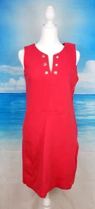 NAUTICA Womans CORAL RED Dress Textured feel STRETCH side zip size Med - Picture 1 of 5