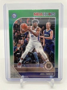 2019-20 NBA Hoops Premium Stock- Joel Embiid- GREEN Prizm #145- 76ers