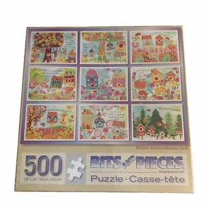 Bits And Pieces - Blooms And Birdhouses Quilt 500 Piece Puzzle Denise Urban New - Picture 1 of 2