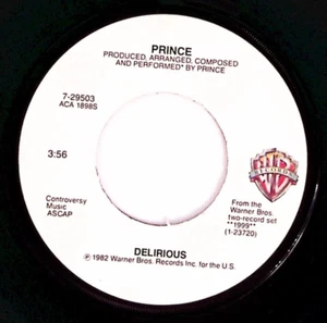 PRINCE HORNY TOAD/DELIRIOUS WARNER BROS. RECORDS VINYL 45 75-61 - Picture 1 of 3