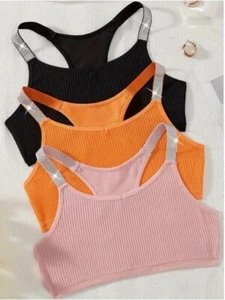 Damen Straps BH gerippt Tank Weste Glitzerband Sportweste bequem - Bild 1 von 10