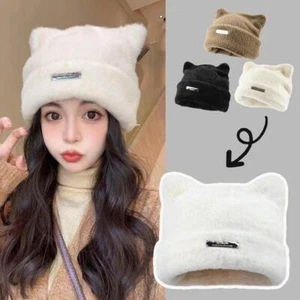 Winter Cute Cat Ear Plush Hat Warm Beanie Pullover Cap for Women Girls Hat New - Picture 1 of 15