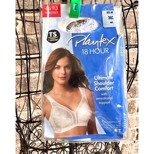 New Playtex 18 Hour Original Comfort Strap Wirefree Bra Sz 36C Floral Lace - Picture 1 of 12