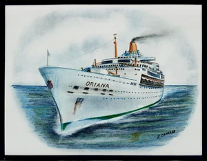 Obra de arte original... ss ORIANA... Cruceros P&O. Ocean Liner/crucero 1962-1981 - Imagen 1 de 1