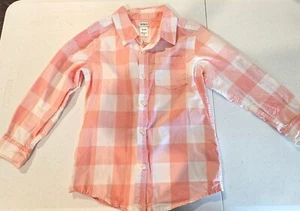 Carter's Boys Long Sleeve Plaid Button Shirt White And Pink Size 7/7A - Picture 1 of 9