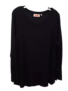 EVRI Black Ribbed Long Sleeve Shirt Rayon Spandex Size 1X - Picture 1 of 6