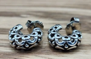 James Avery Retired Lace Dot Hoop Earrings W/Avery Backs. Sterling Comfy To Wear - Picture 1 of 11