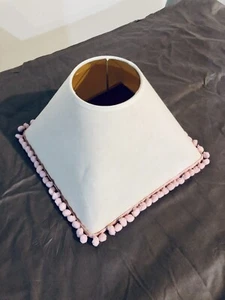 Girls Lampshade - White With Mini Pink Pom Poms - Picture 1 of 7