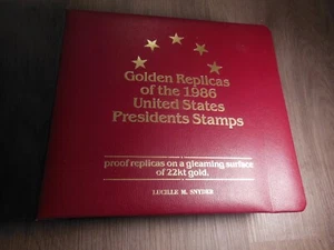Golden Replicas of 1986 US Presidents Stamps 22kt Gold Surface 37 card in binder - Picture 1 of 16