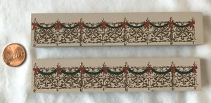 Vintage Naive Painted Victorian ORNATE Iron Fence Wood Model Folk Art Dollhouse - Foto 1 di 4