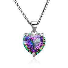 925 Sterling Silver Heart Rainbow Necklace Stud Earrings Womens Jewellery Gift