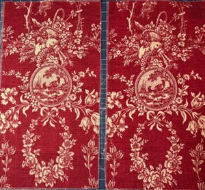 Waverly Lot of 2 Floral/Quail Fabric Cotton in Red and Tan 18.5” x 9.75” each - Picture 1 of 2