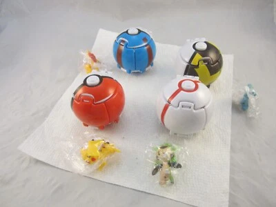 POKEMON - Throw ‘N’ Pop Pokeballs & Figures Pikachu, Chespin +Lot Of 4 TOMY - Image 1 of 4