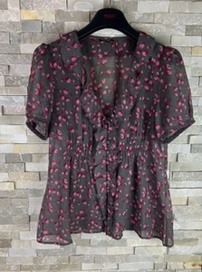 Phase Eight women’s Size 12 Floral Grey See Through Shirt Blouse Top - Picture 1 of 8