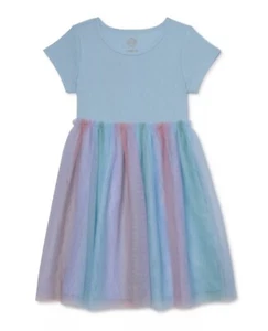 Wonder Nation Girl's Blue Short Sleeve Multicolor Tutu Dress Size XXL (18) NEW - Picture 1 of 3