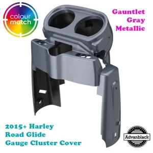 Gauntlet Gray Metallic Gauge Cluster Cover for Harley Road Glide FLTRX 2015+ - Picture 1 of 5