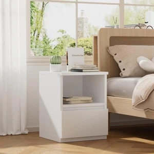 Modern 1 Drawer White Wooden Bedside Table Cabinet Cabinet Side Coffee Table UK - Picture 1 of 8