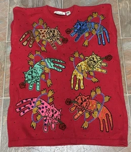 Suéter De Colección Cedros Talla Grande Con Cuentas Abstracto Elaborado Tigres Saltando Aro de Fuego - Imagen 1 de 16