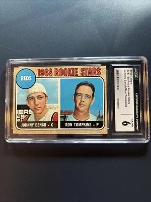 1968 Topps #'68 Reds Rookie Stars w/ Johnny Bench RC Rookie HOF CGC 6 - Image 1 of 2