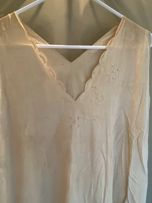 Antique Early 1800s Victorian Lawn Cotton Chemise Slip Embroidered Hand Stitched - Image 1 of 4