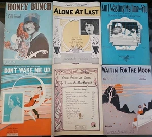 1925 Antique Various Sheet Song Music- Color ART Covers -Emphemra - Lot Of 12 - Picture 1 of 14