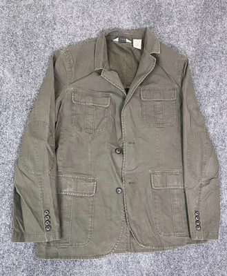 Chaqueta Militar L.L Bean Para Hombres Verde Cremallera Completa Bolsillos Algodón 2 Botones Talla 38Reg Foto 1 de 4