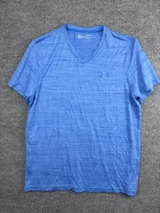 Under Armour Shirt Mens Large Blue HeatGear V Neck Lightweight Athletic Gym Tee - Picture 1 of 6