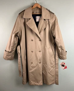 NWT Vintage London Fog Rain Trench Coat Lined Womens Size 16 Regular Tan Beige - Picture 1 of 14
